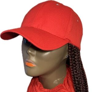 Red braidedwighat with 36” braids